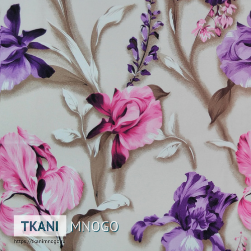 Фото рисунка микровелюра “ИРИС 164-4” мультиколор, цветы.